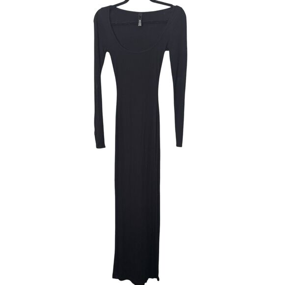 SKIMS Soft Lounge Ribbed Maxi‎ Dress Black XS - Picture 3 of 7